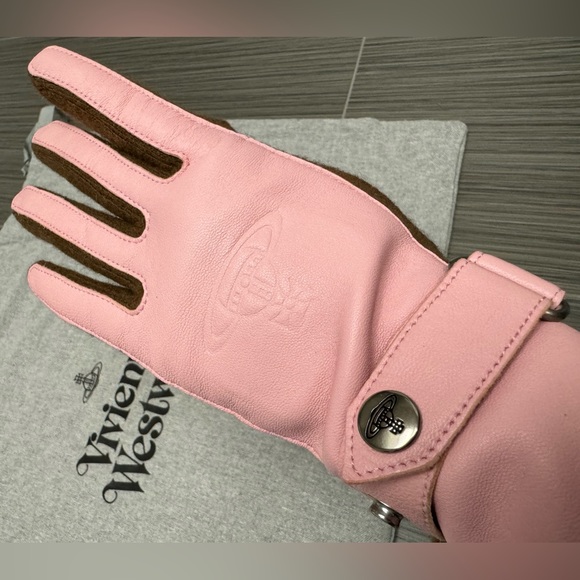 Vivienne Westwood gloves pink real leather Japan Exclusive - Picture 5 of 16
